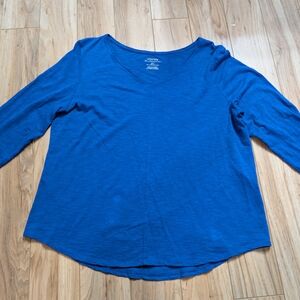 Chico's The Ultimate Tee Blue V-Neck 3/4 Sleeve Top Size 3 XL